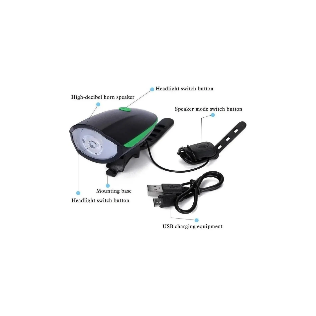 Luz Delantera para Bicicleta con Bocina Integrada USB