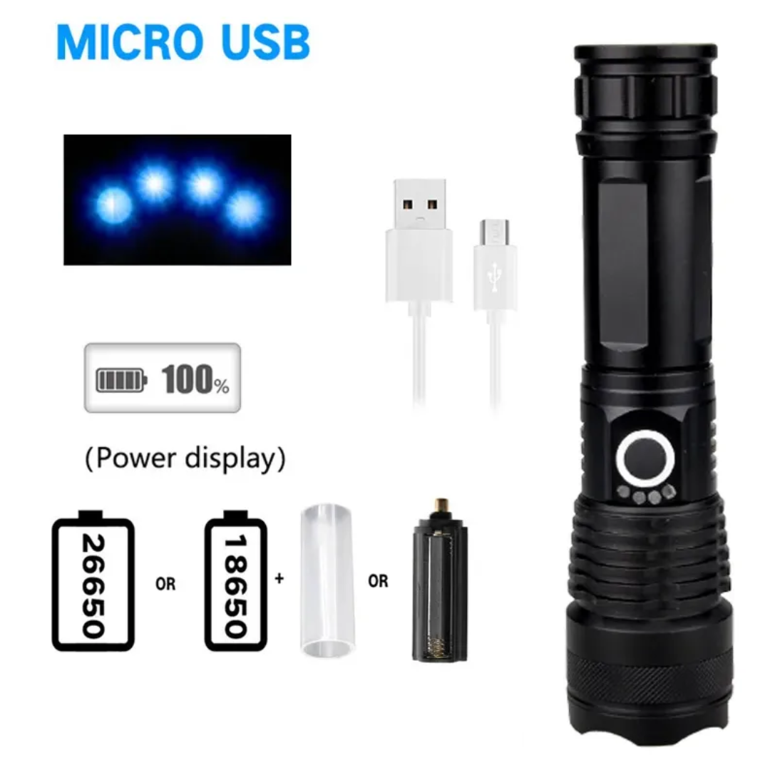 Linterna Táctica LED Recargable con Zoom