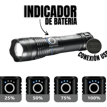 Linterna Táctica LED Recargable con Zoom