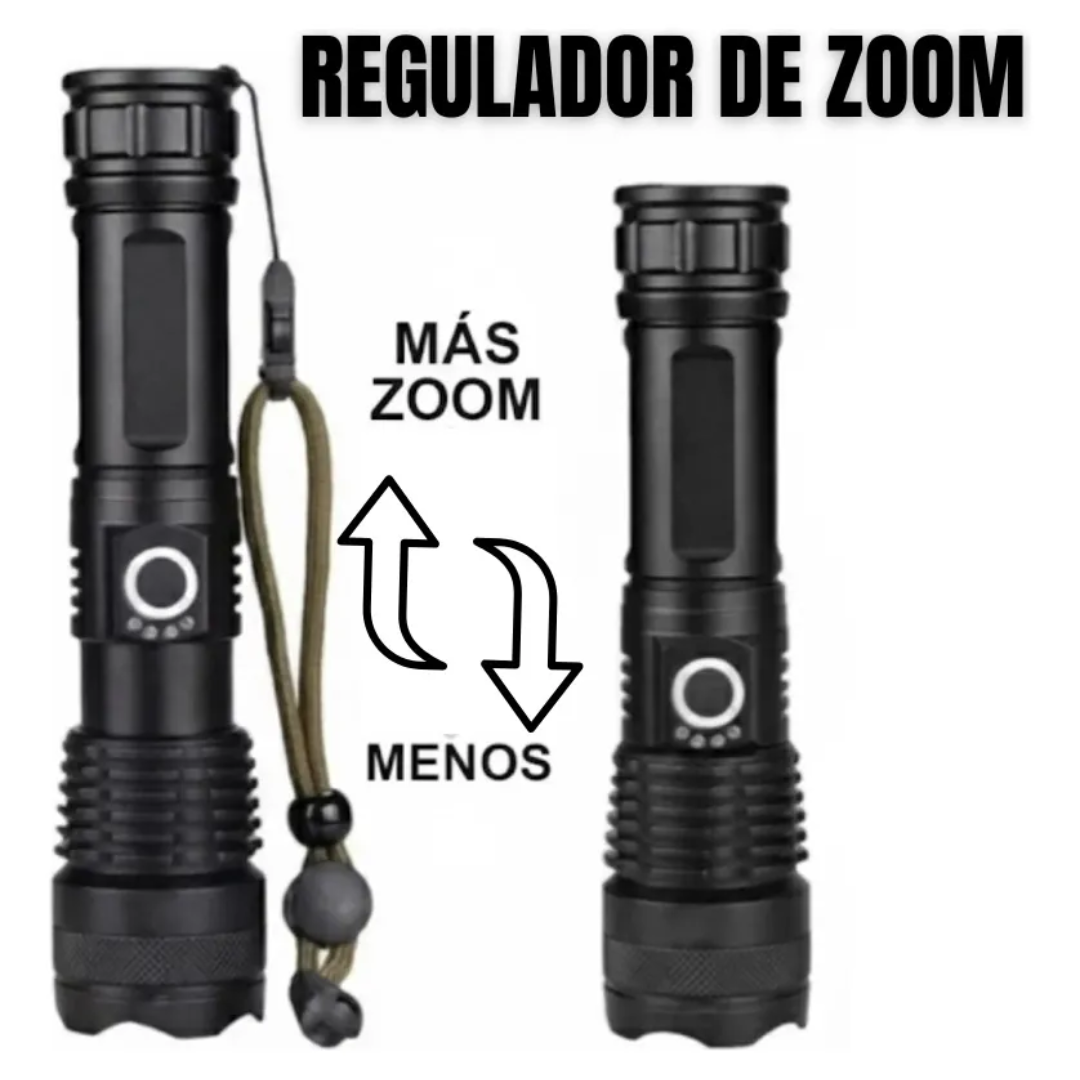 Linterna Táctica LED Recargable con Zoom
