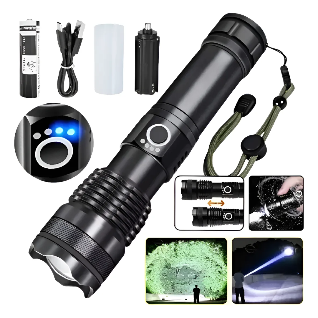 Linterna Táctica LED Recargable con Zoom