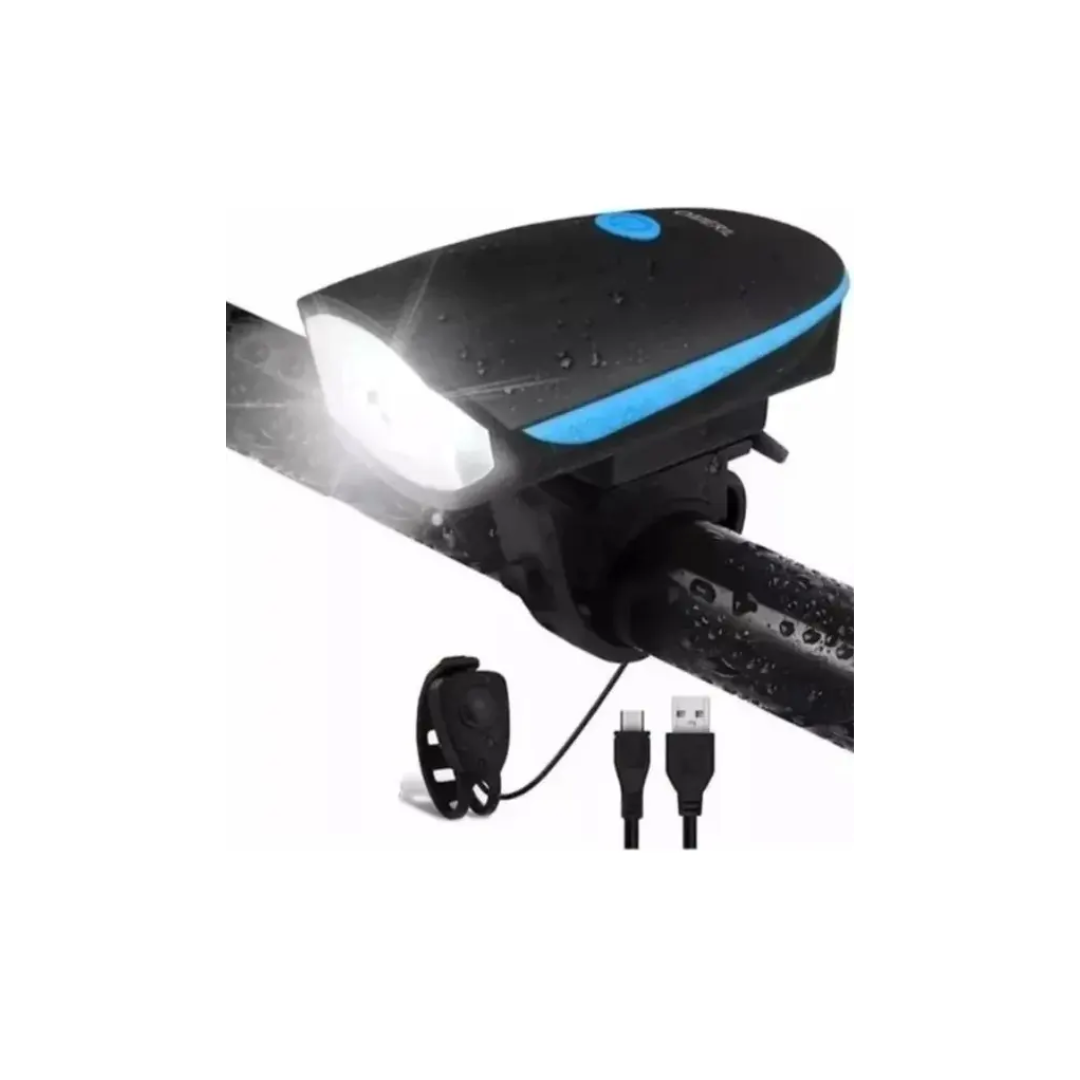 Luz Delantera para Bicicleta con Bocina Integrada USB