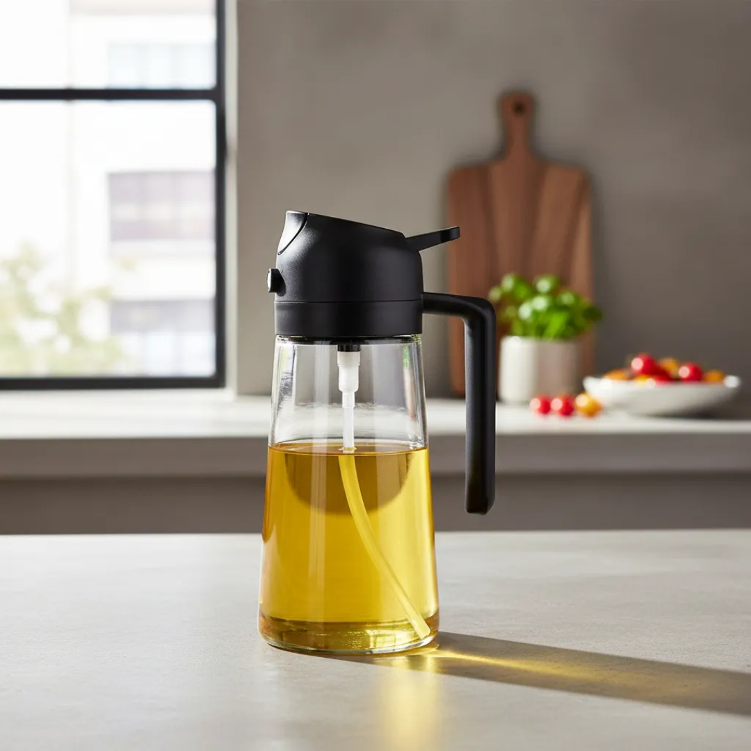 Aceitero Dispensador & Pulverizador 2 en 1 Premium