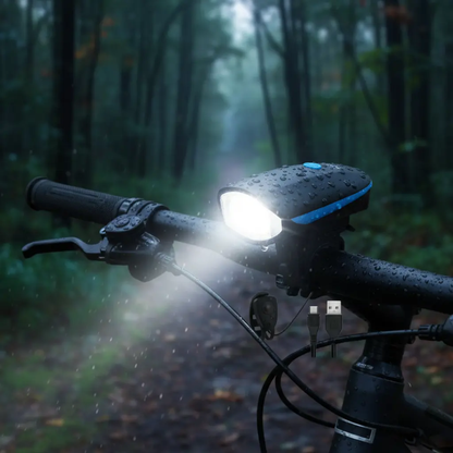 Luz Delantera para Bicicleta con Bocina Integrada USB