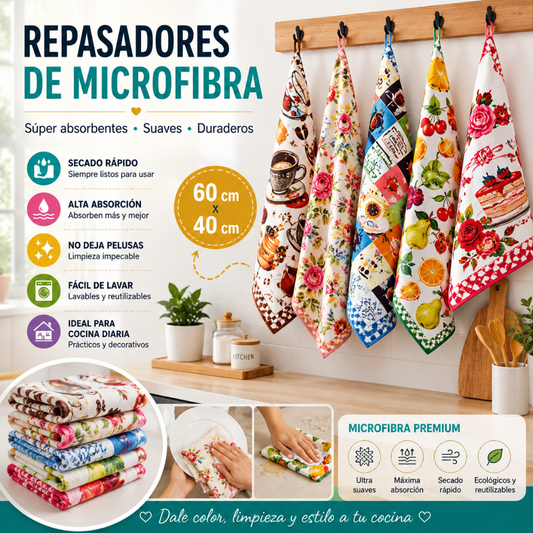 Repasadores de Microfibra Premium PACK X 4