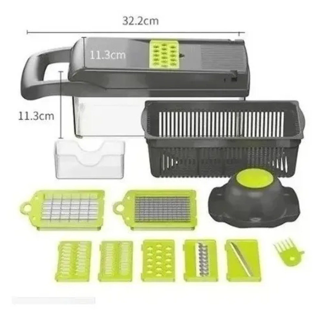 Cortador y Rallador Multifuncional 16 en 1 con Recipiente