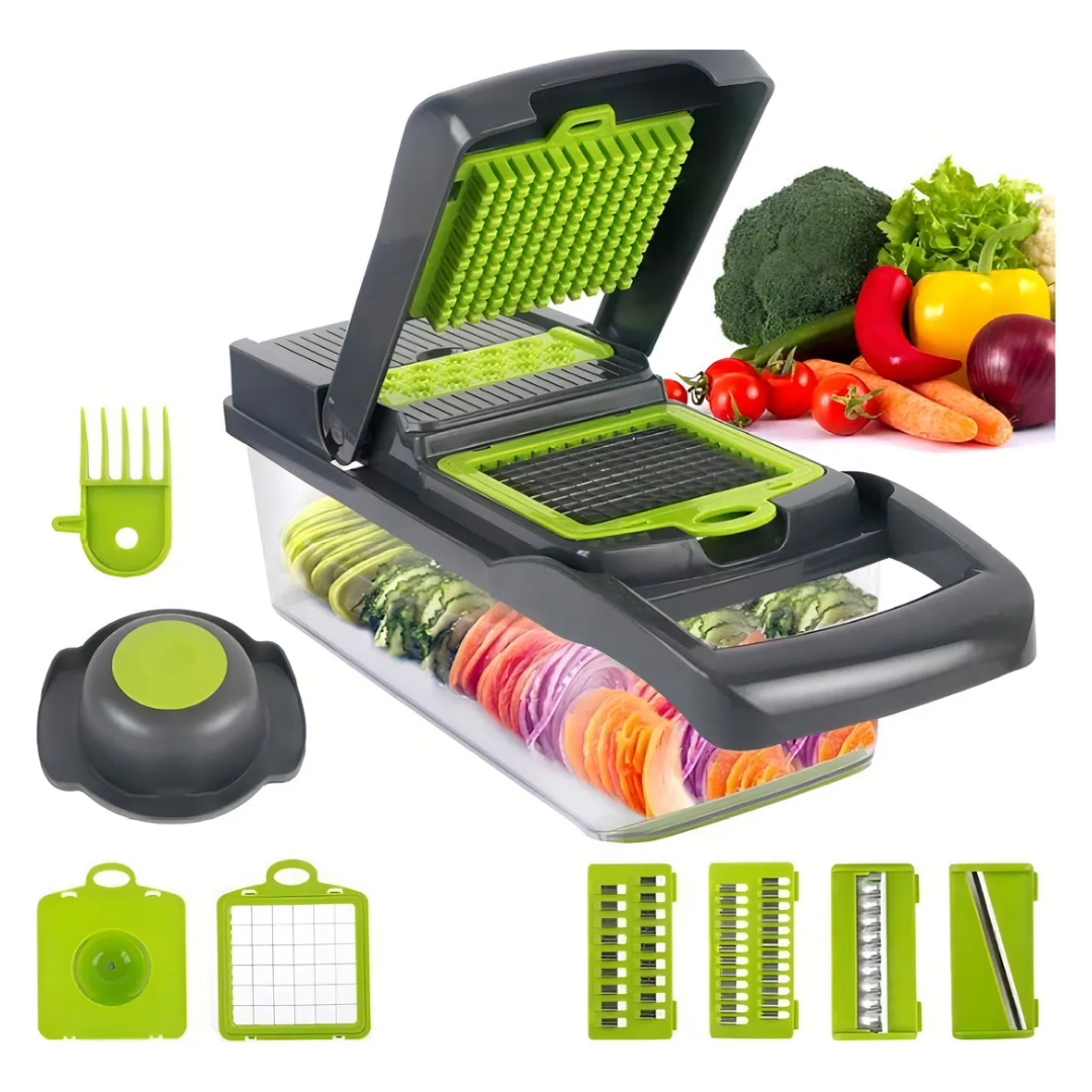 Cortador y Rallador Multifuncional 16 en 1 con Recipiente