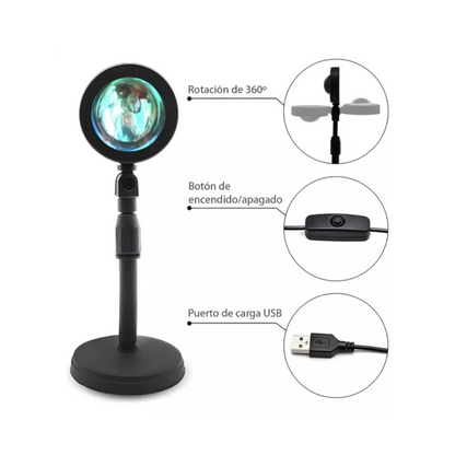 Lámpara de puesta de sol proyector
