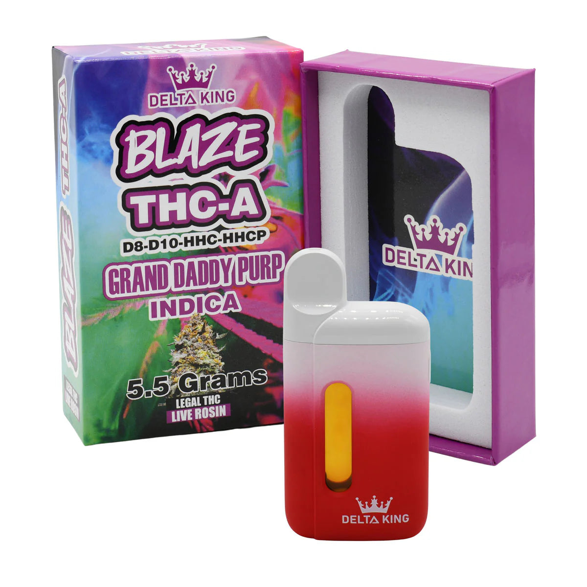 Blaze THC-A  Delta 8 Vape c/ D10, HHC & HHCP - Grand Daddy Purple