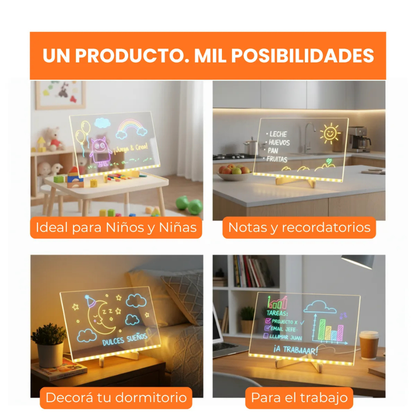 Pizarra Mágica LED USB Acrílica 20x30